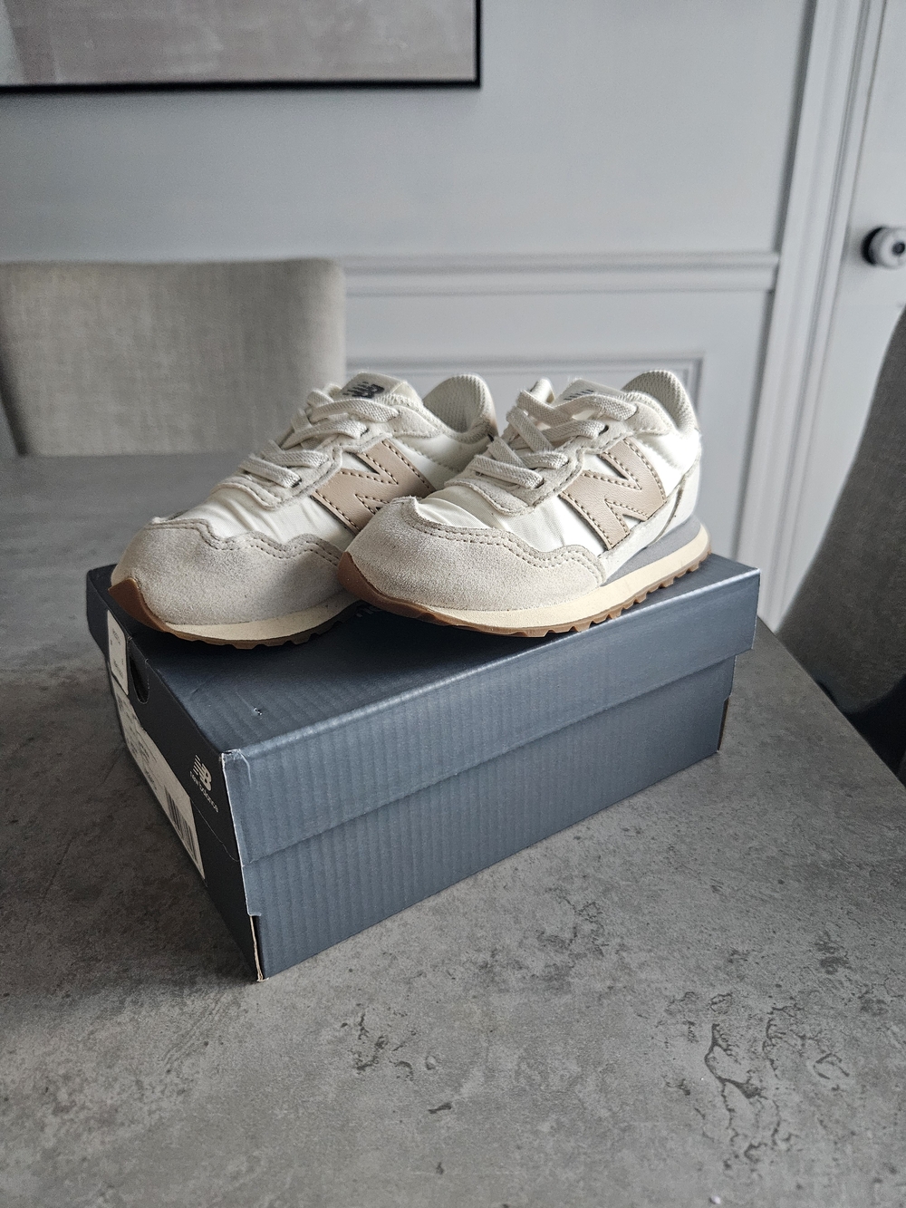 New Balance Kids Beige and Tan Sneakers